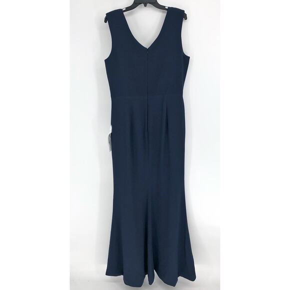 DRESS THE POPULATION Sandra Trumpet Gown XXL 14 Midnight Blue Crepe Dress NWT - Picture 6 of 11